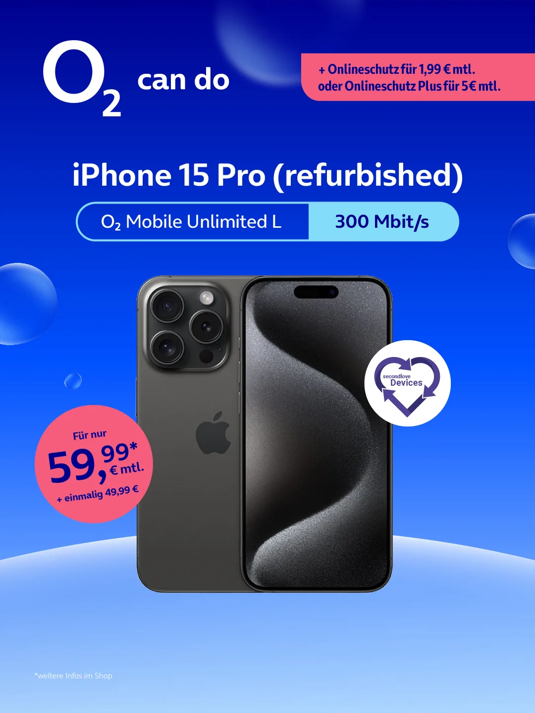 iPhone 15 Pro (refurbished) mit o2 Mobile Unlimited L
