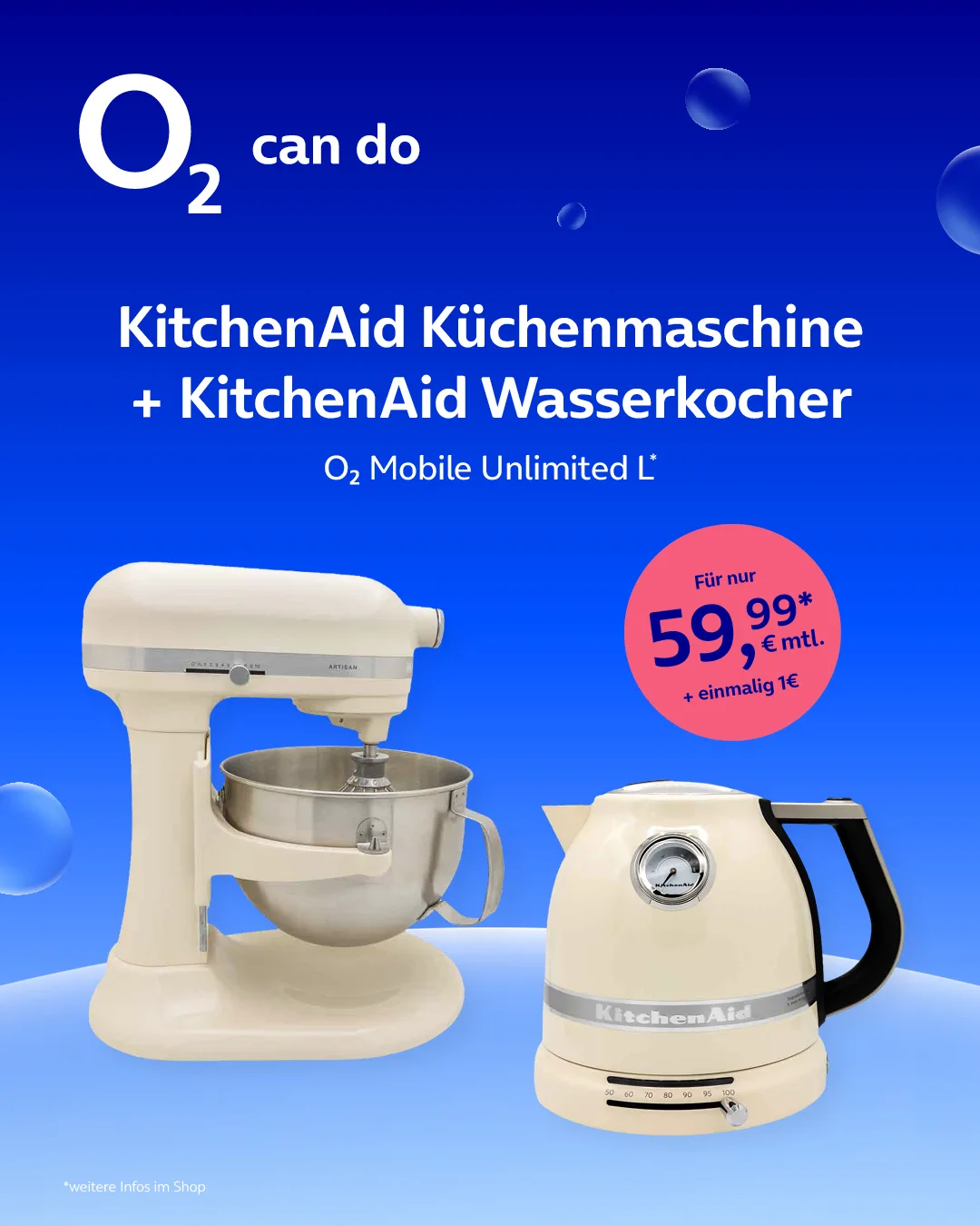 KitchenAid Küchenmaschine + KitchenAid Wasserkocher mit o2 Mobile Unlimited L
