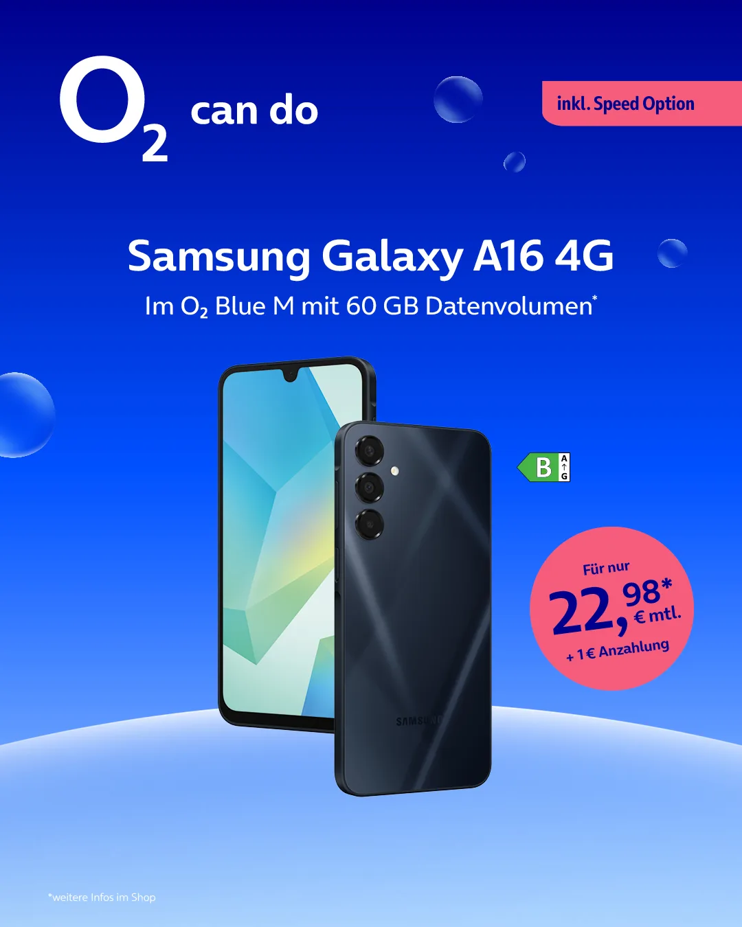 Samsung Galaxy A16 4G mit o2 Blue M, 60 GB