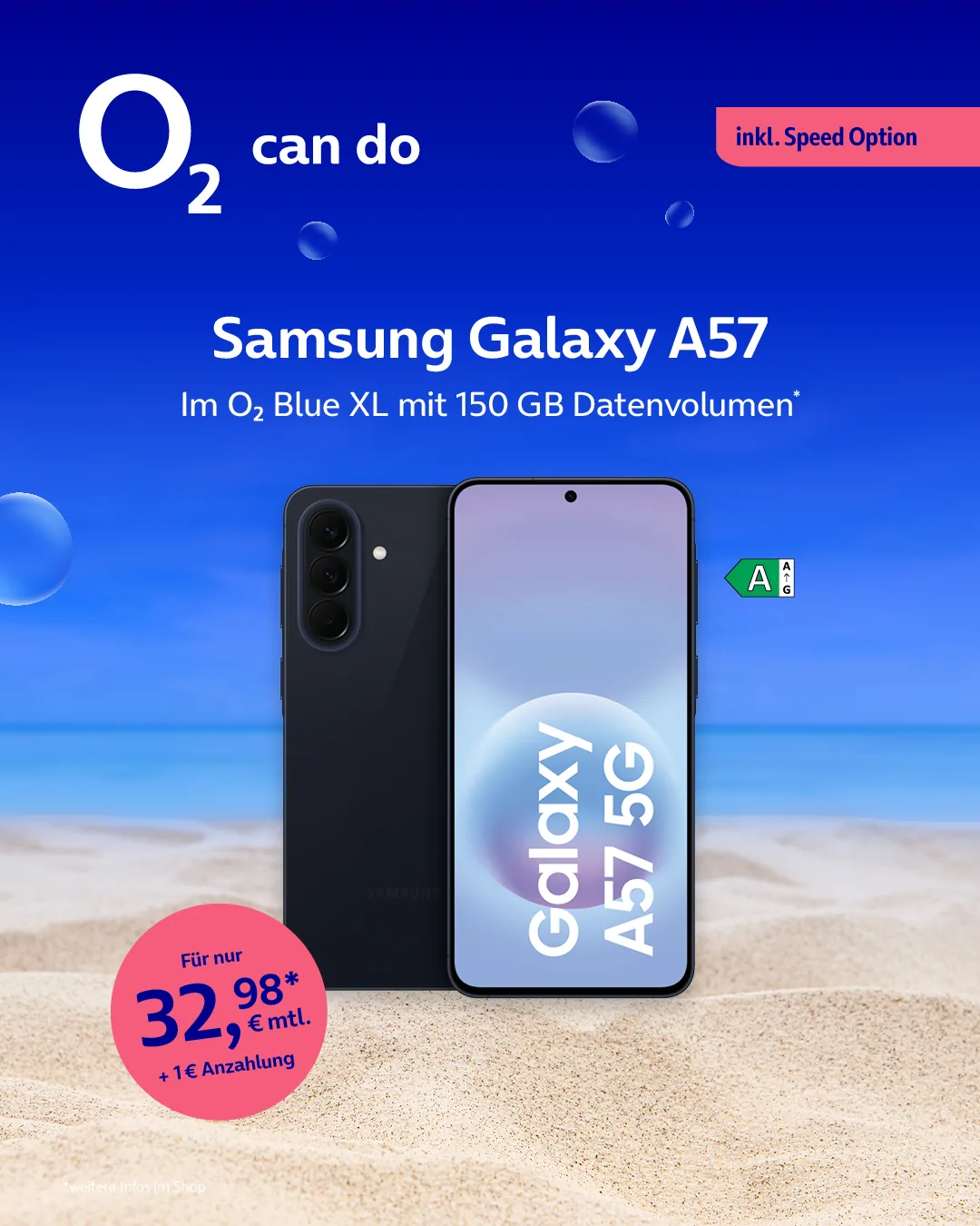 Samsung Galaxy A57 mit o2 Blue XL, 150 GB