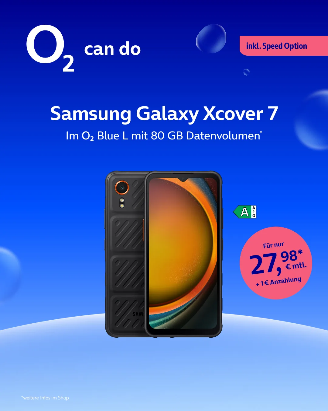 Samsung Galaxy Xcover 7 mit o2 Blue L, 80 GB
