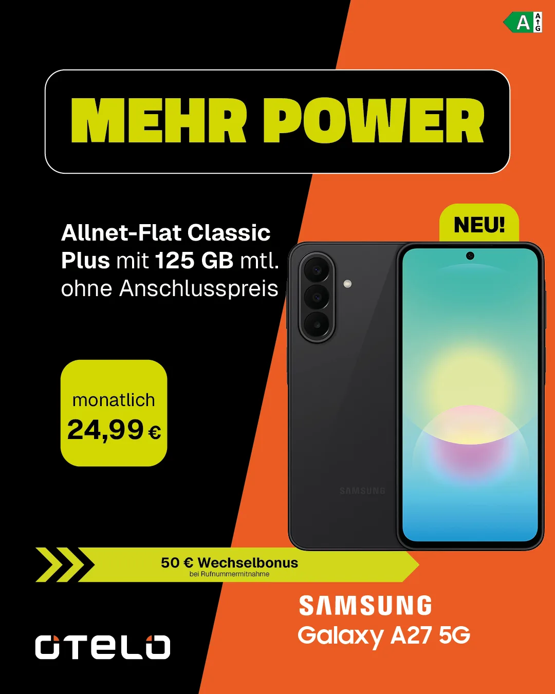Samsung Galaxy A27 5G mit otelo Allnet-Flat Classic Plus, 125 GB
