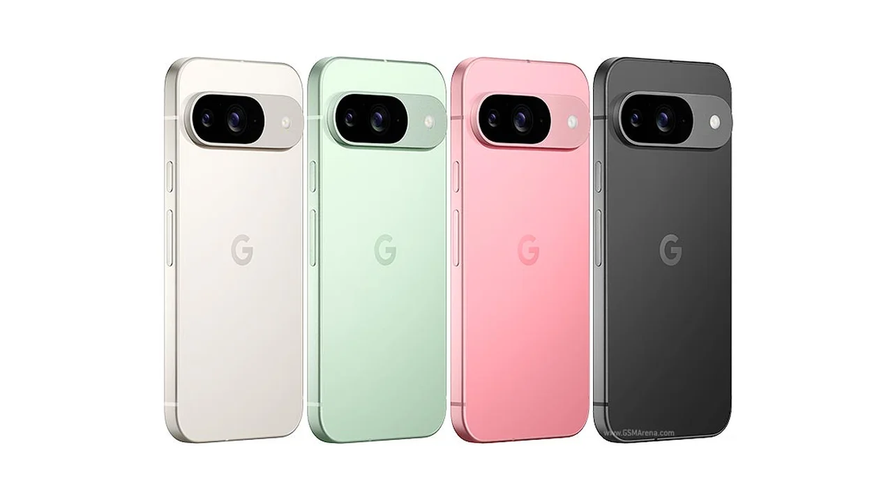 Google Pixel 9 in vier Farben von hinten