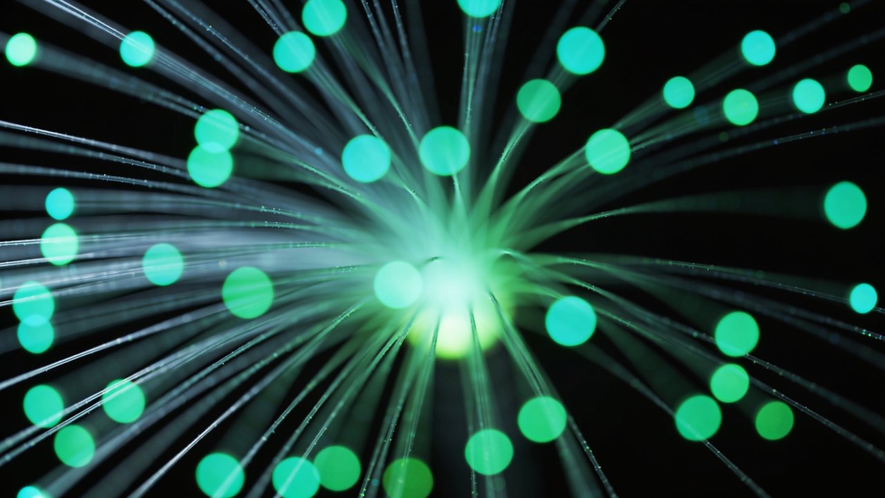 Leuchtende Glasfaser-Stränge – Symbol für schnelles Internet