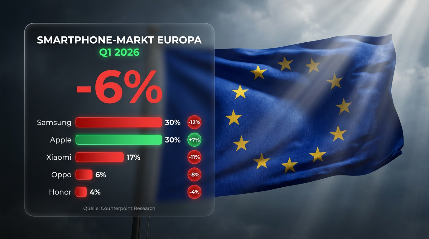 Smartphone-Markt Europa Q1 2026 – Marktanteile und Veränderungen