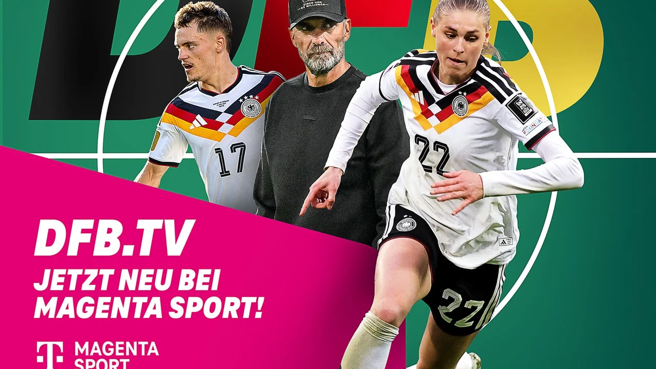 Werbemotiv: DFB.TV jetzt neu bei MagentaSport, mit Spielern der deutschen Nationalmannschaften